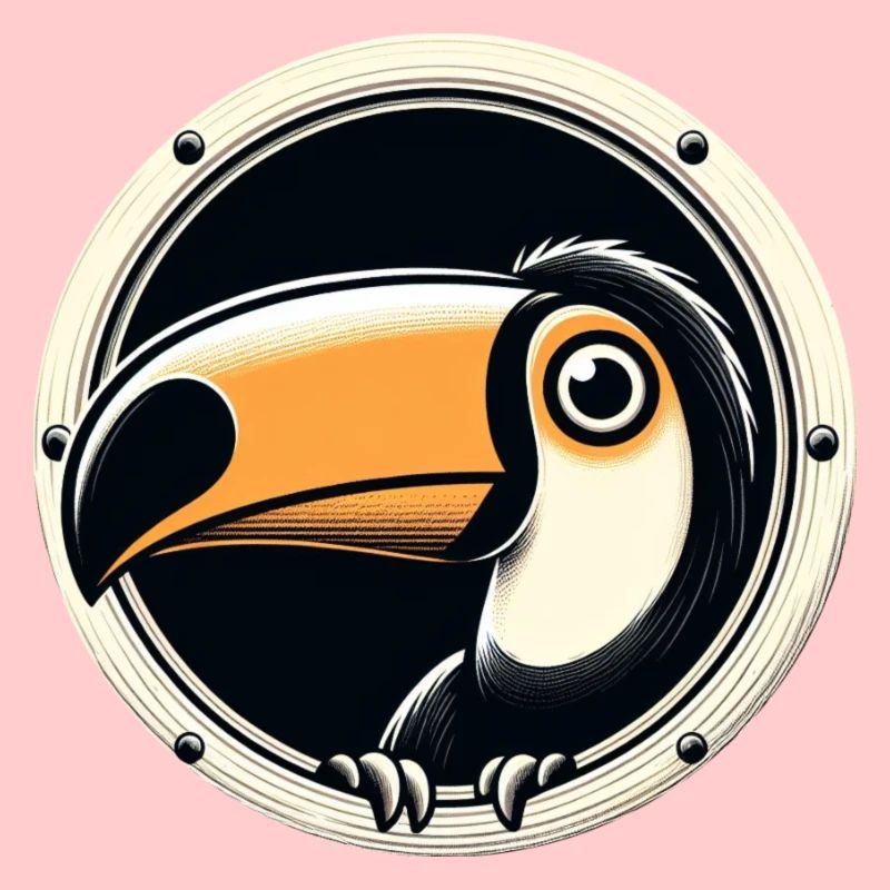 Toucan looking through round porthole