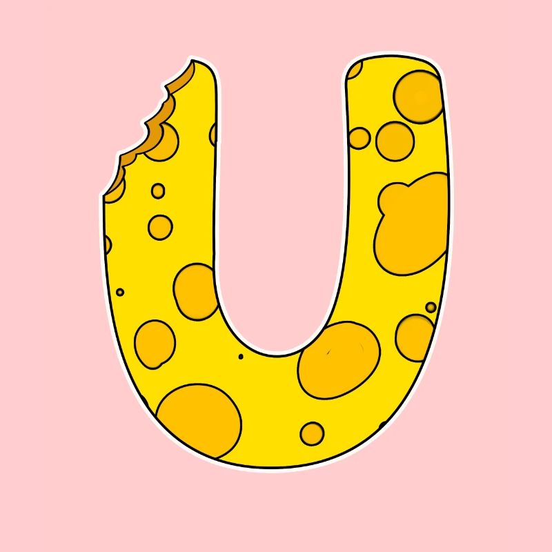 Letter U - Initial Letter U - Cheese Motif