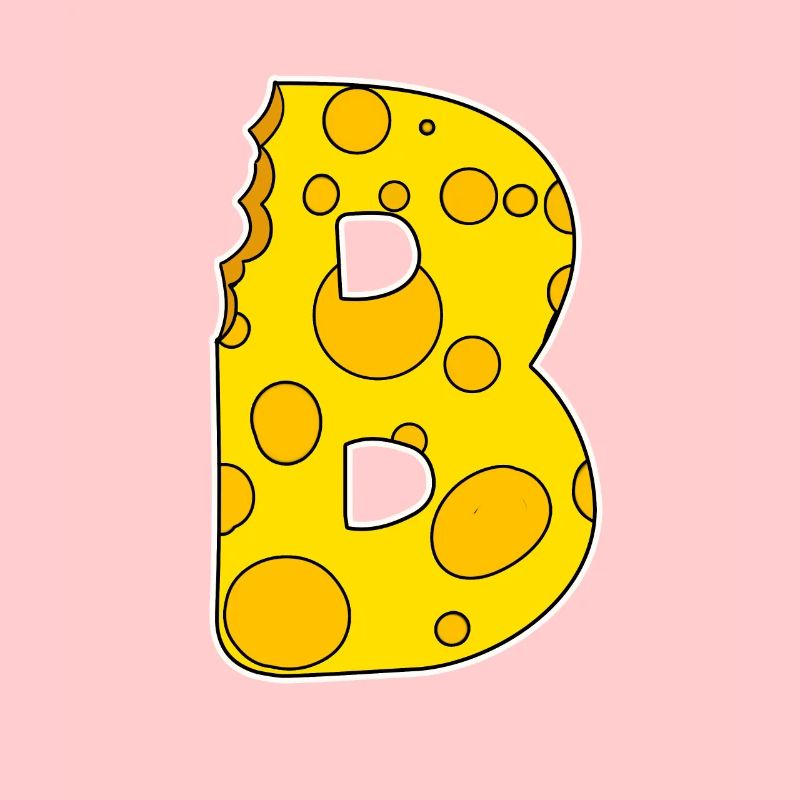 Letter B - Initial Letter B - Cheese Motif