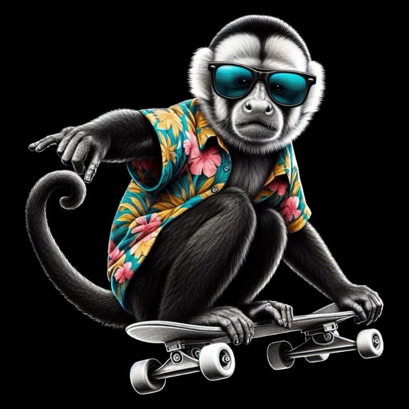 Ein cooler Affe auf einem Skateboard