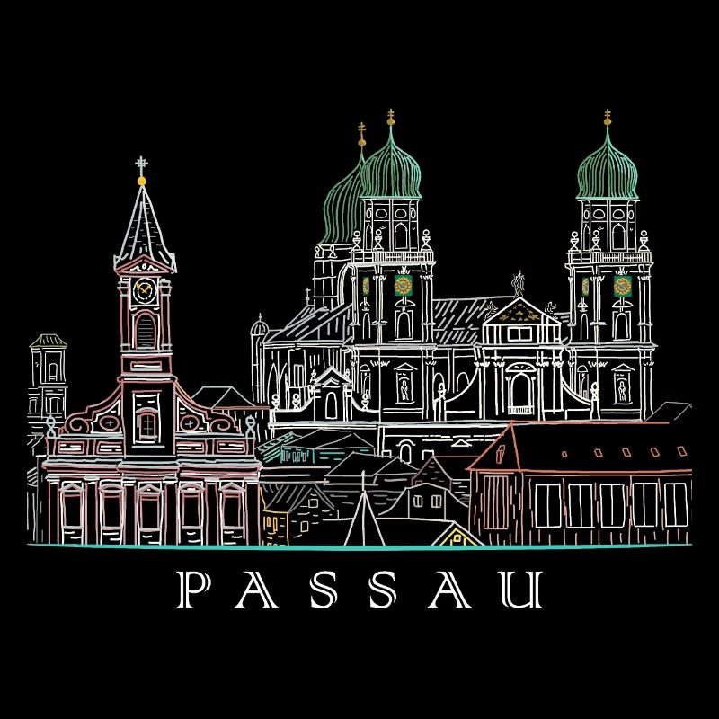 Passau Danube View, Bavaria, Germany, Drawing