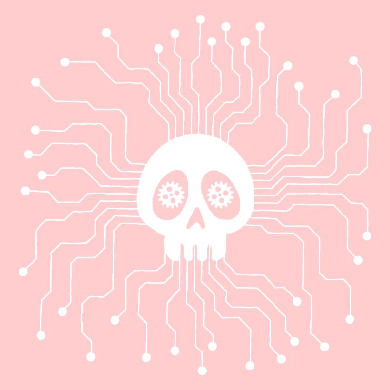 White Microprocessor Skull