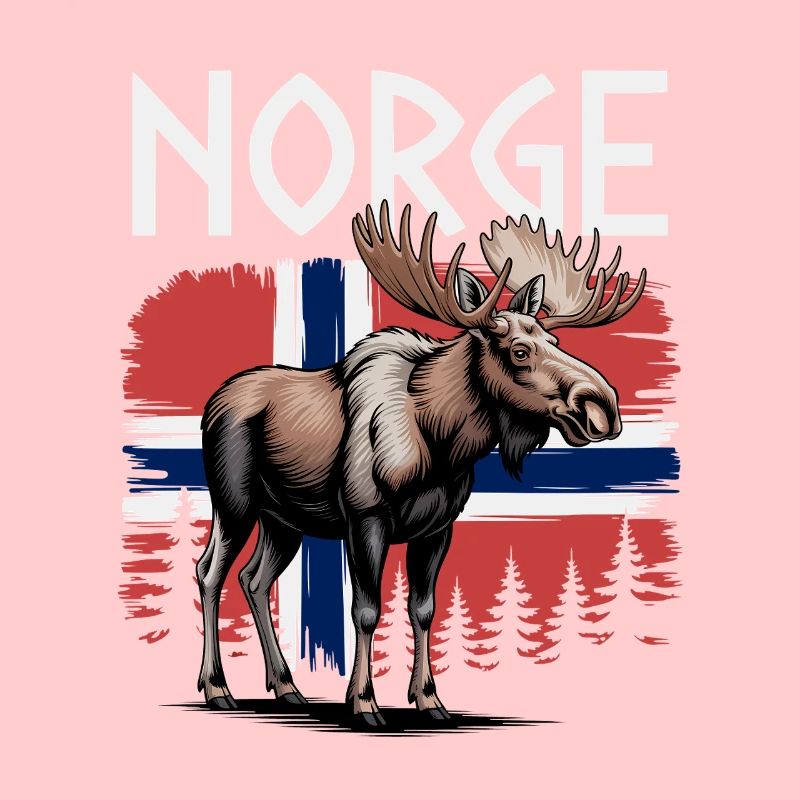 Norge Moose devant le drapeau norvégien Forest Design