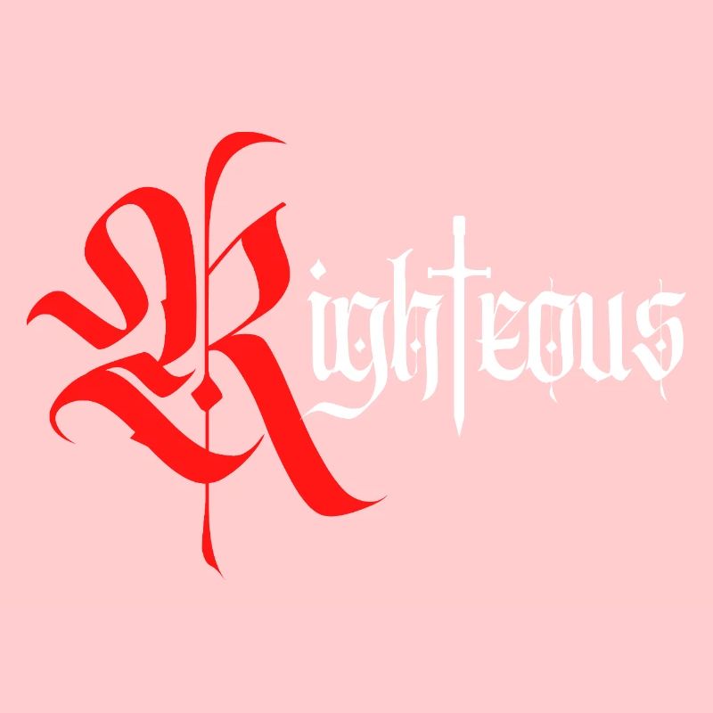 Gothique Righteous Design avec épée avec texte blanc