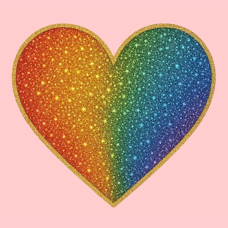 Sparkling rainbow heart design