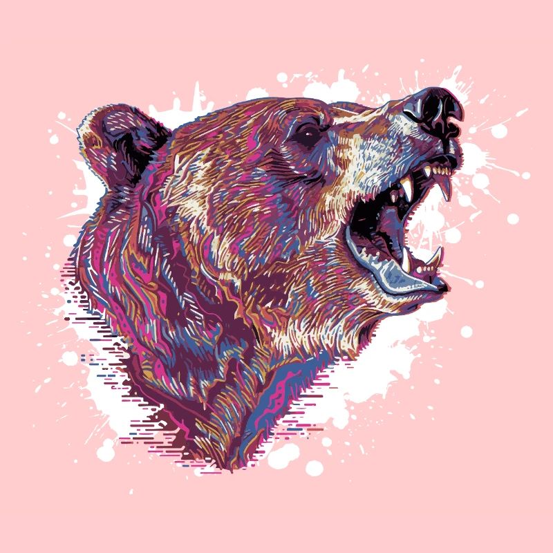Neon Splash Bear Head