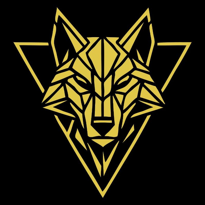 Geometric Wolf Head Gold