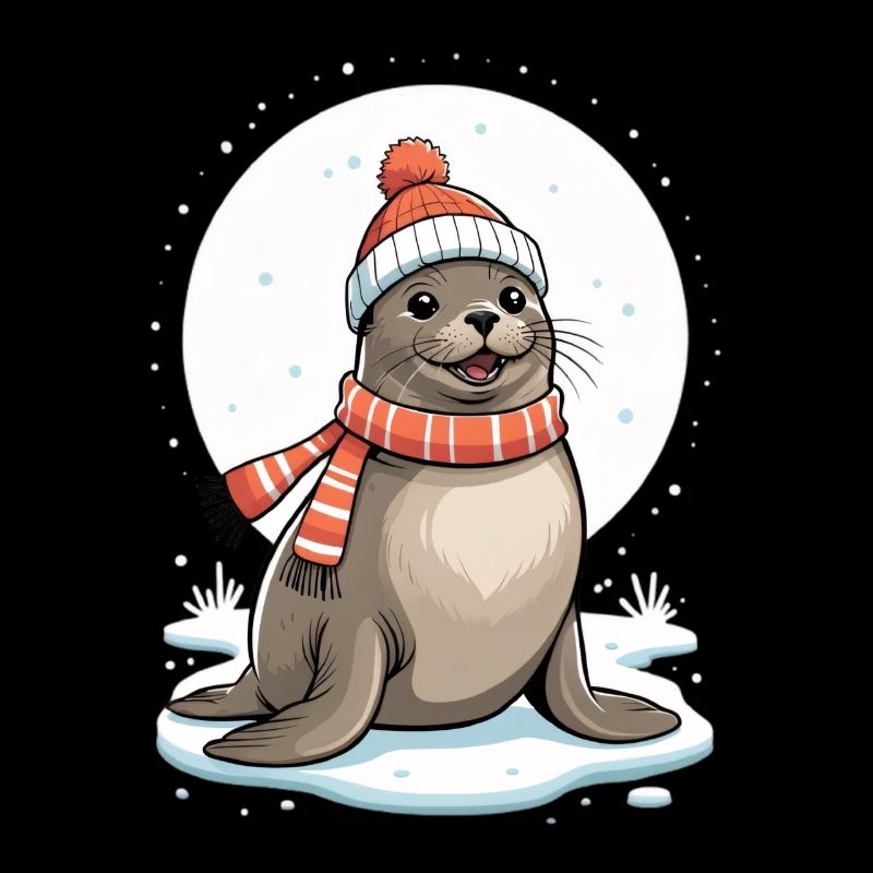Winterliches Robbe mit Schal
