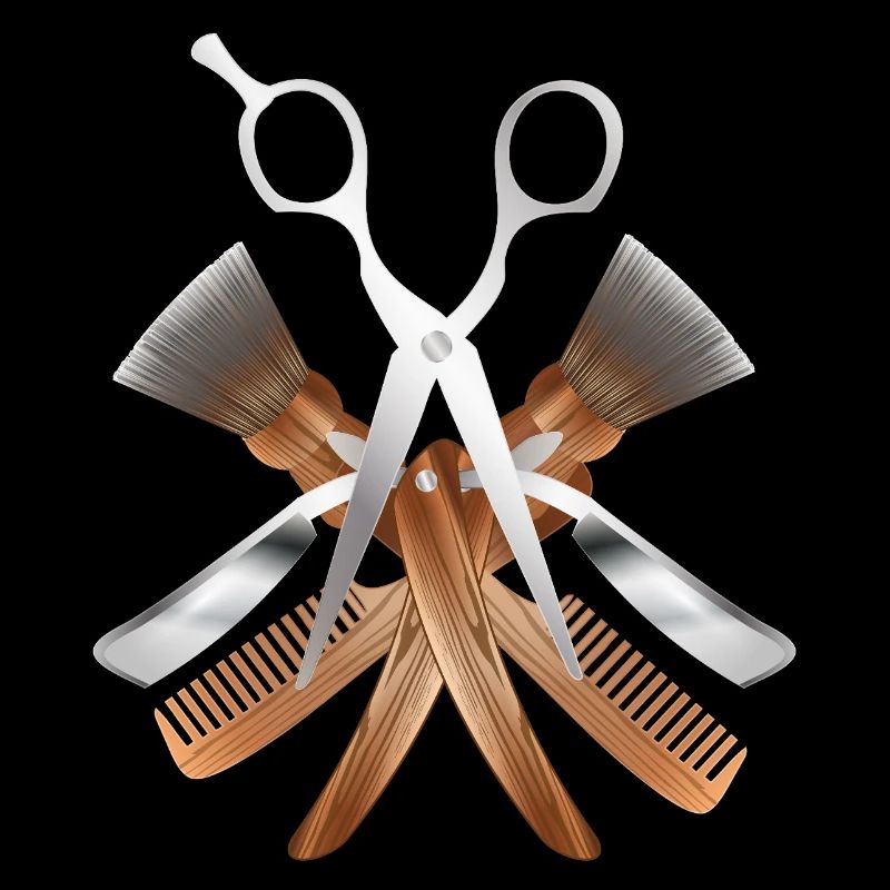 Stylish barber motif with scissors and tools