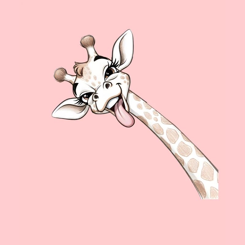 Girafe Joyeuse Langue Déployée