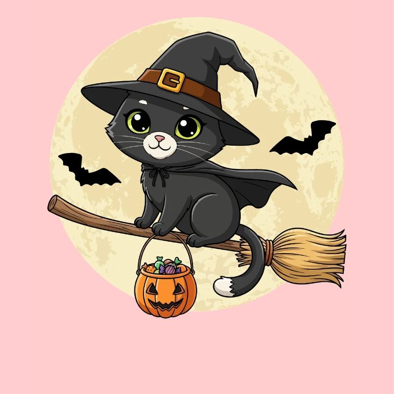 Chat mignon Sorcière Halloween Chat noir