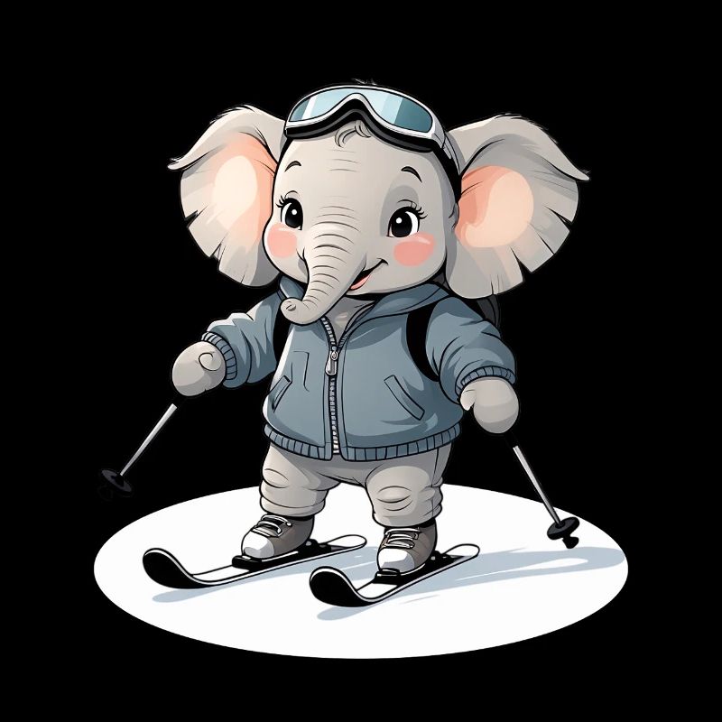 Sweat à capuche éléphant skiant