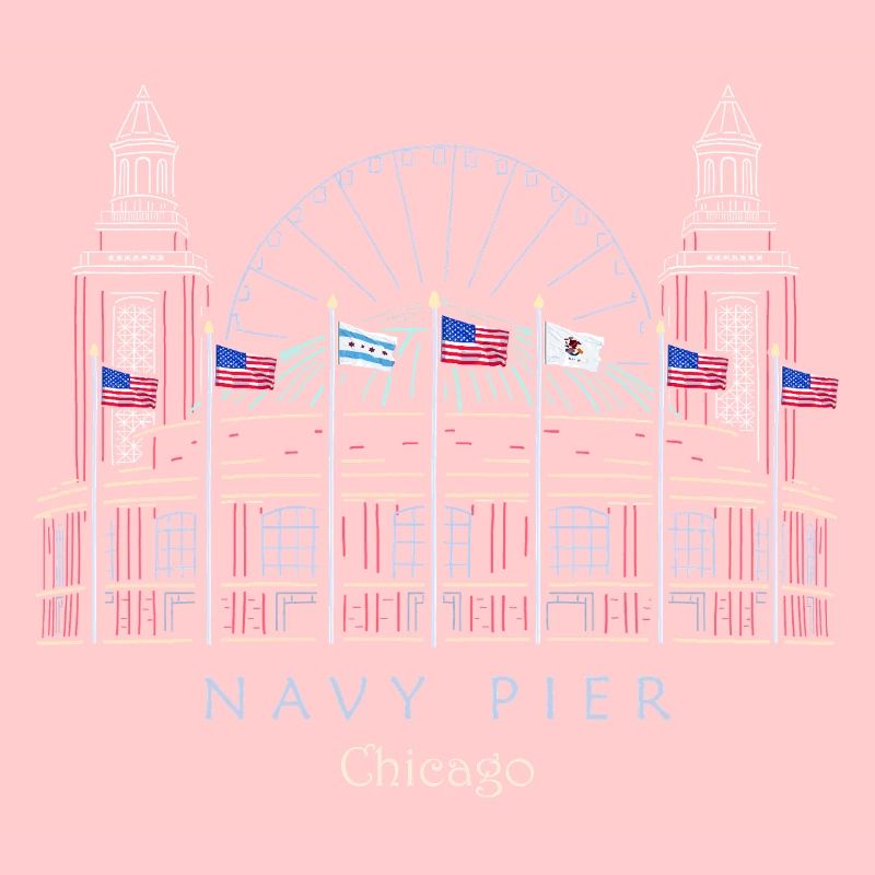 Chicago, Navy Pier Hand Drawn