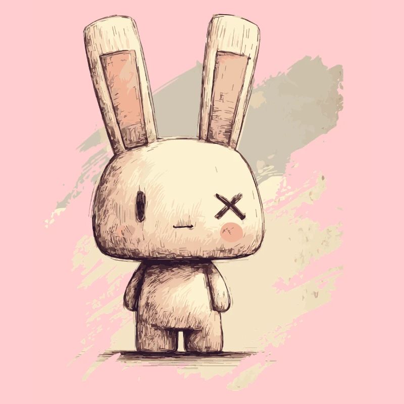 Cute rabbit with X-eyes