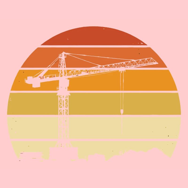 Crane Operator Retro Design – Construction Site & Construction Crane