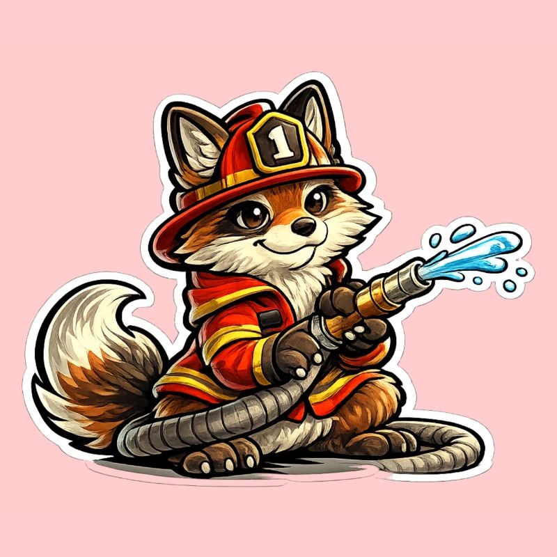 Fuchs Feuerwehrheld im Einsatz