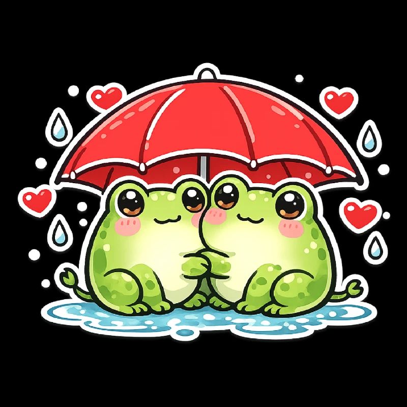 Cuddly frog with red umbrella