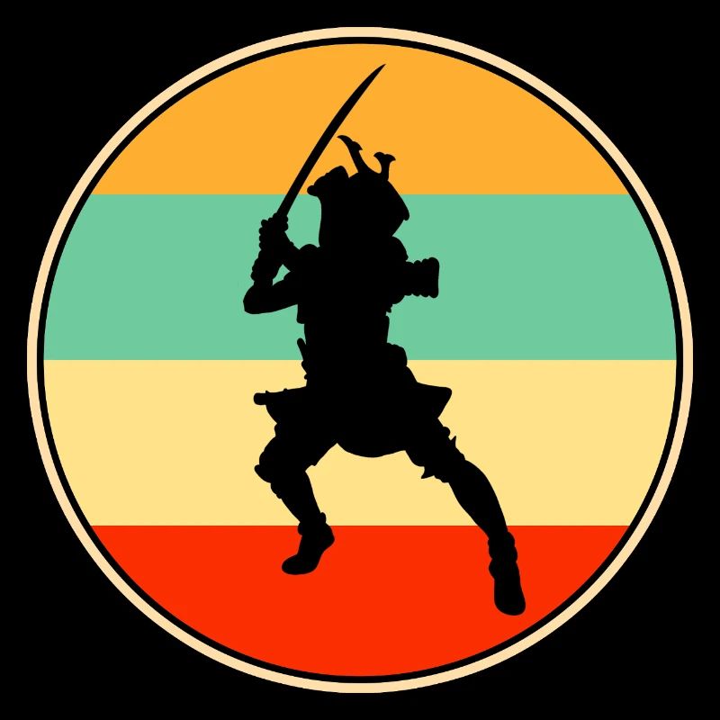 Samurai Warrior Retro Sunset Vintage Silhouette