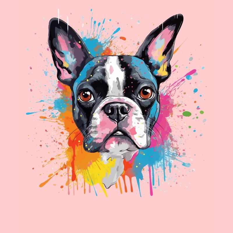 Portrait éclaboussé du Boston Terrier