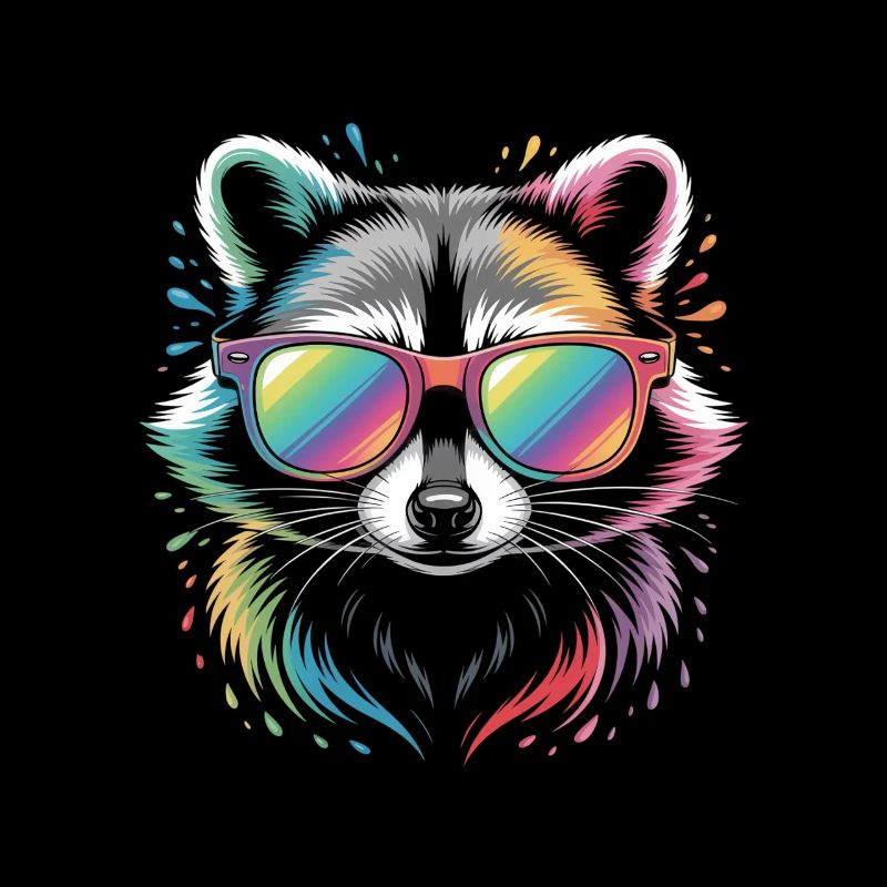 Bunter Waschbär Wasserfarben Spritzer