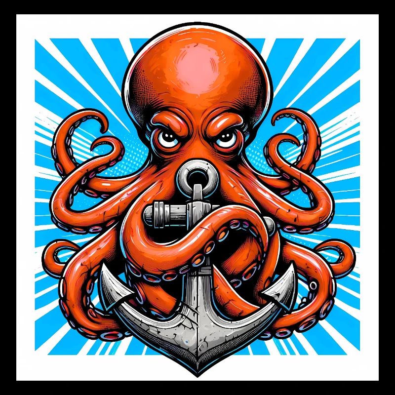 Oktopus umarmt einen Anker