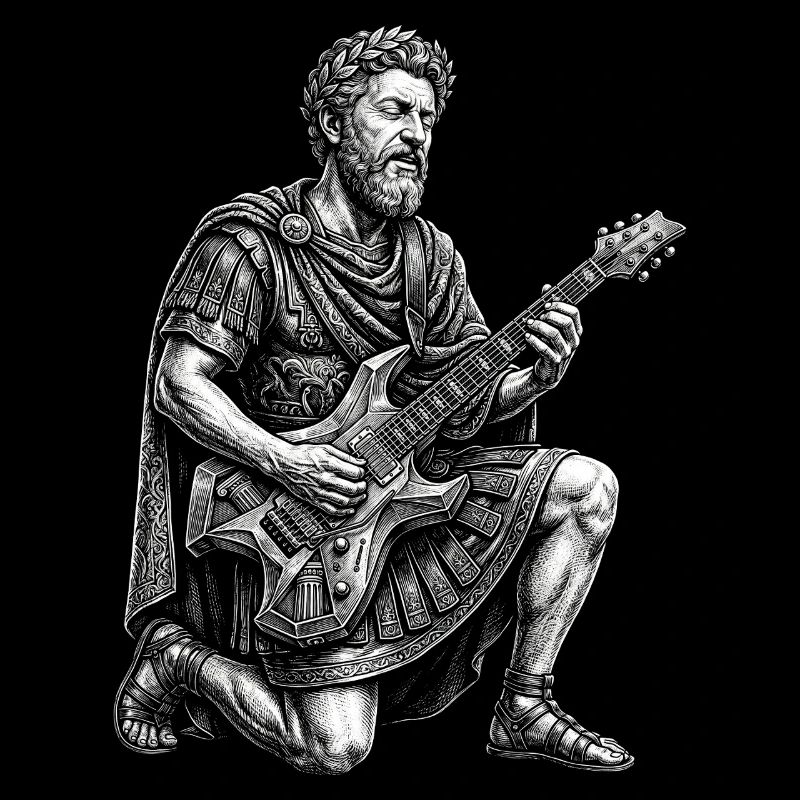 Marcus Aurelius joue de la guitare