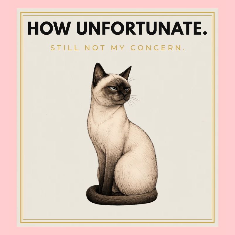 HOW UNFORTUNATE. Noble Cat Sarcastic Meme Design
