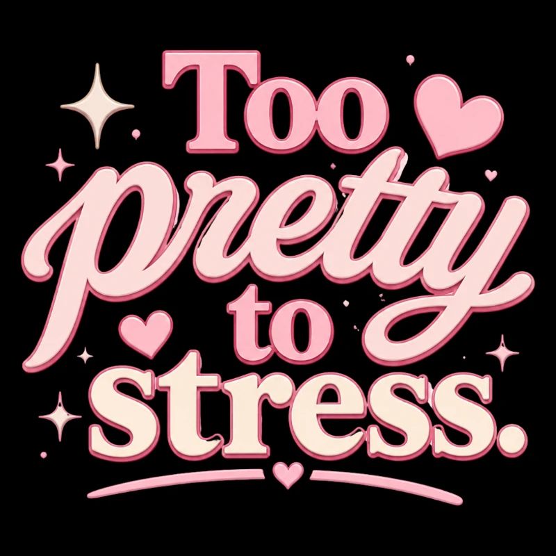 Too Pretty To Stress – Pink Script