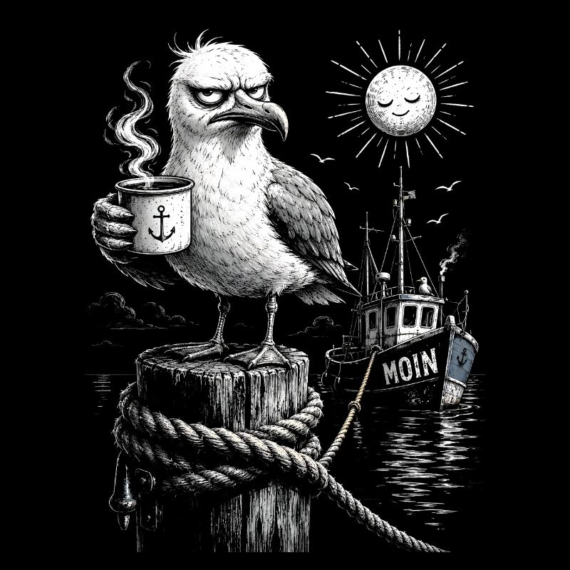 MOIN – Grumpy Seagull with Coffee