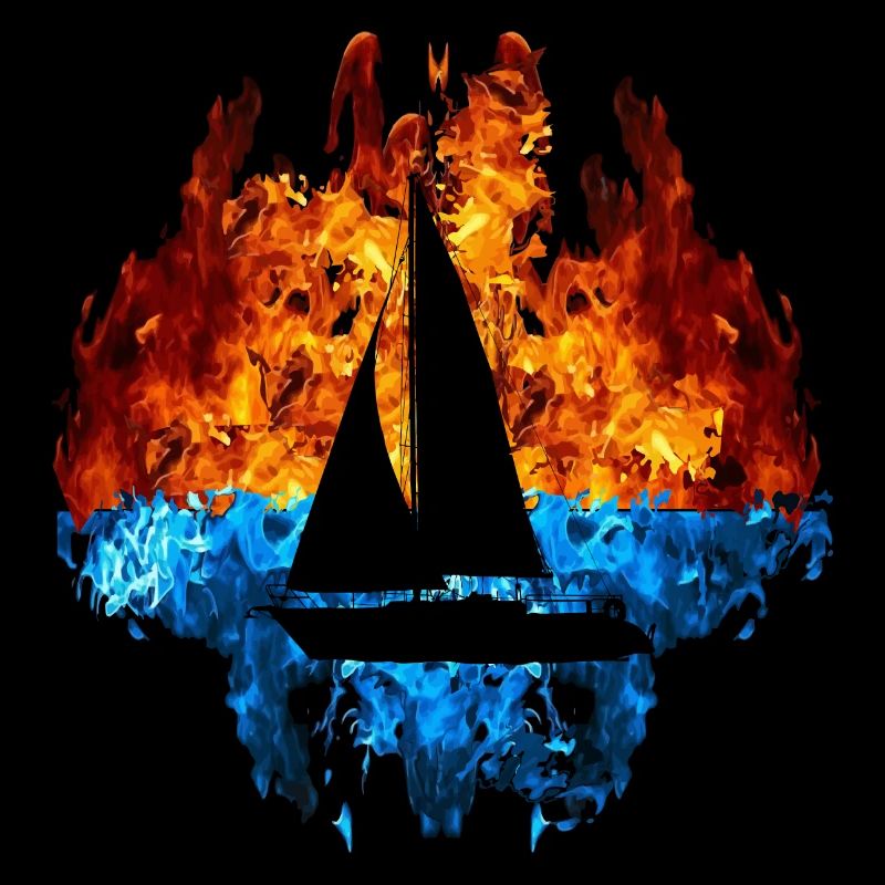 Sailing Red Blue Fire Sailboat Sailor Sailing