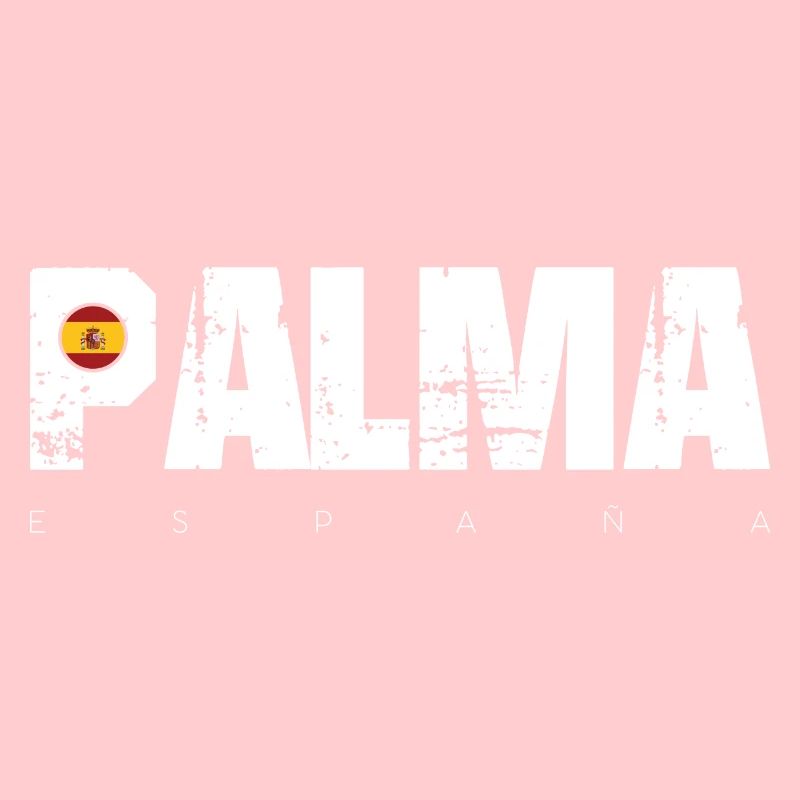 Palma Distressed Text with Spain Flag