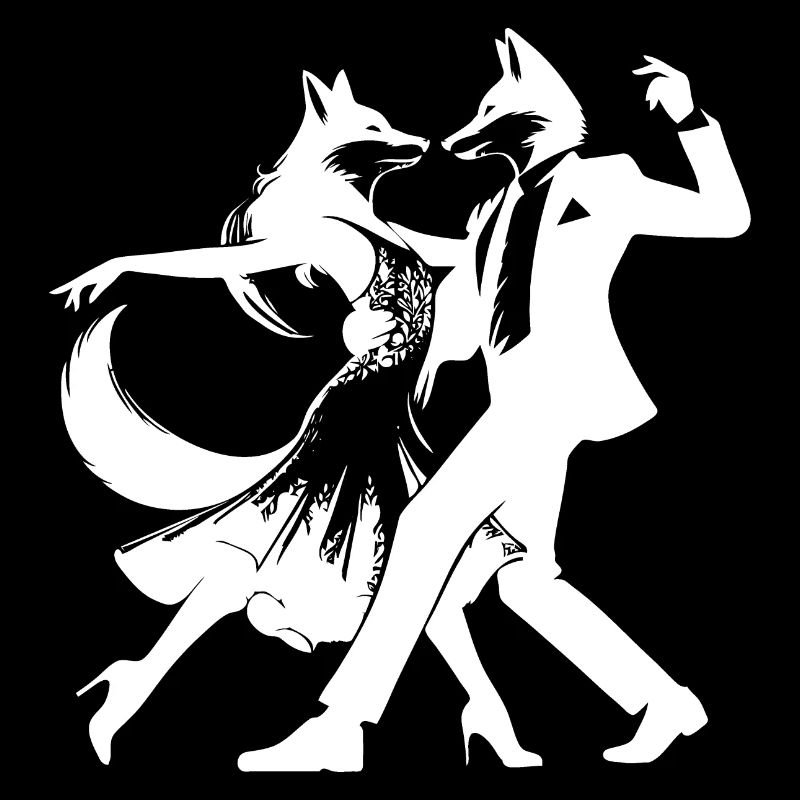 Design de foxtrot cool : Deux renards dansants !