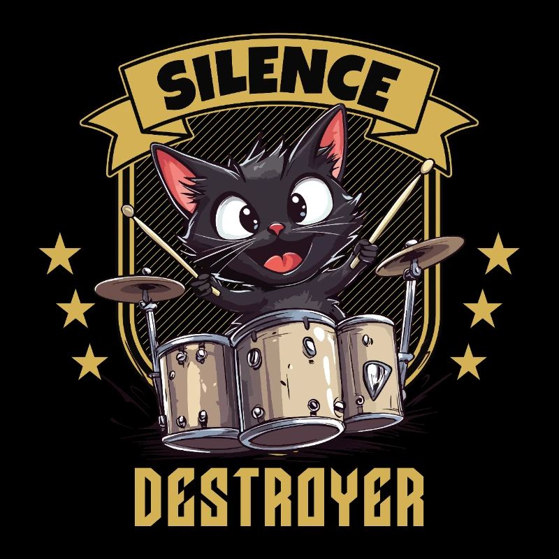 Drums Drums Silence Destroyer Cat Funny