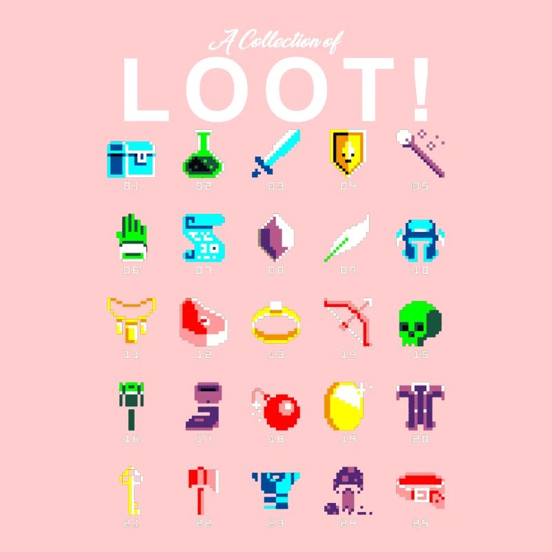 8bit Pixel Sammlung von Beute Gamer Nerd