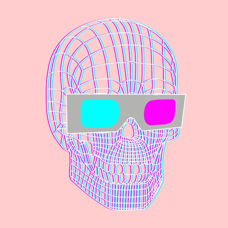 Crâne 3D avec des lunettes 3D