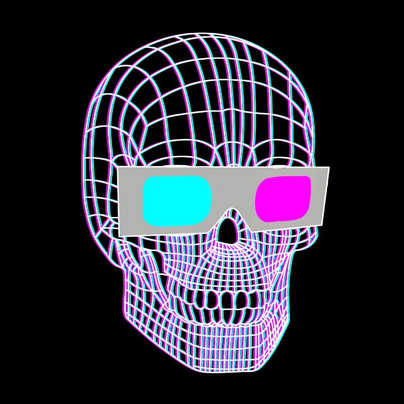 Crâne 3D avec des lunettes 3D