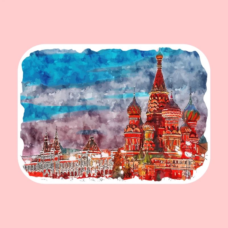 Moscou Russie Aquarelle Esquisse Dessin Dessiné