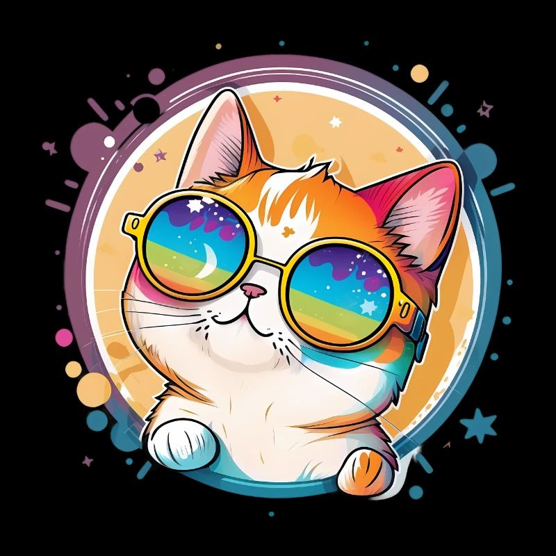 Funny cat with sunglasses cat lover