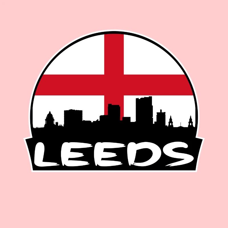 Leeds Angleterre Drapeau Skyline Silhouette Voyage
