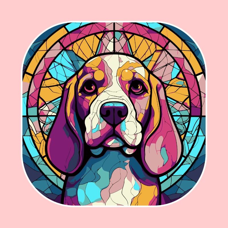 Bunte Beagle Hunderasse Aquarell Glas Paintin