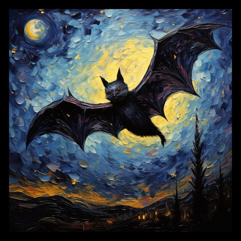 fledermaus, van gogh, sternennacht, tier