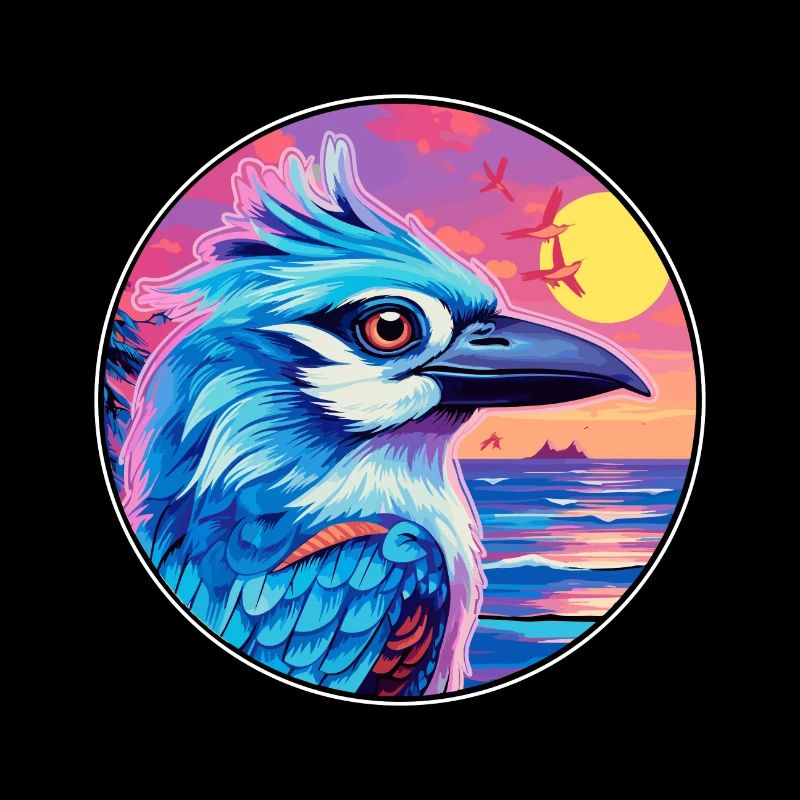 Blauer Eichelhäher Buntes Aquarell Cartoon Kawaii Tier