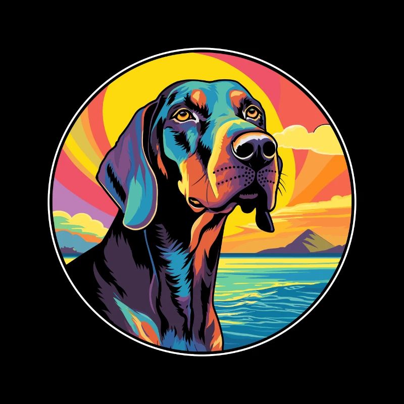 Noir Et Tan Coonhound Race De Chien Coloré Dessin Animé