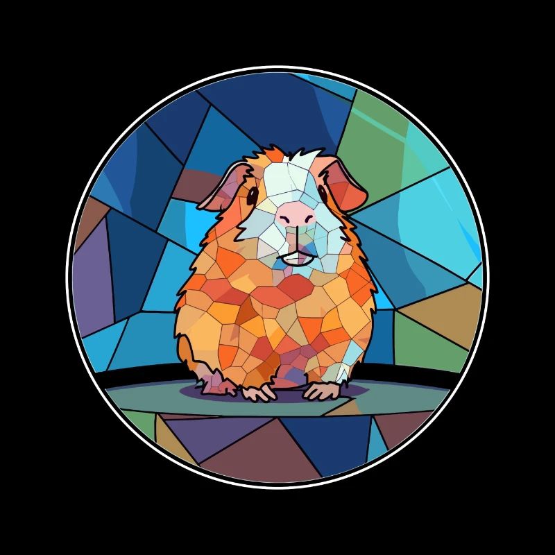 Cochon d’Inde vitrail coloré Cartoon Kawaii A