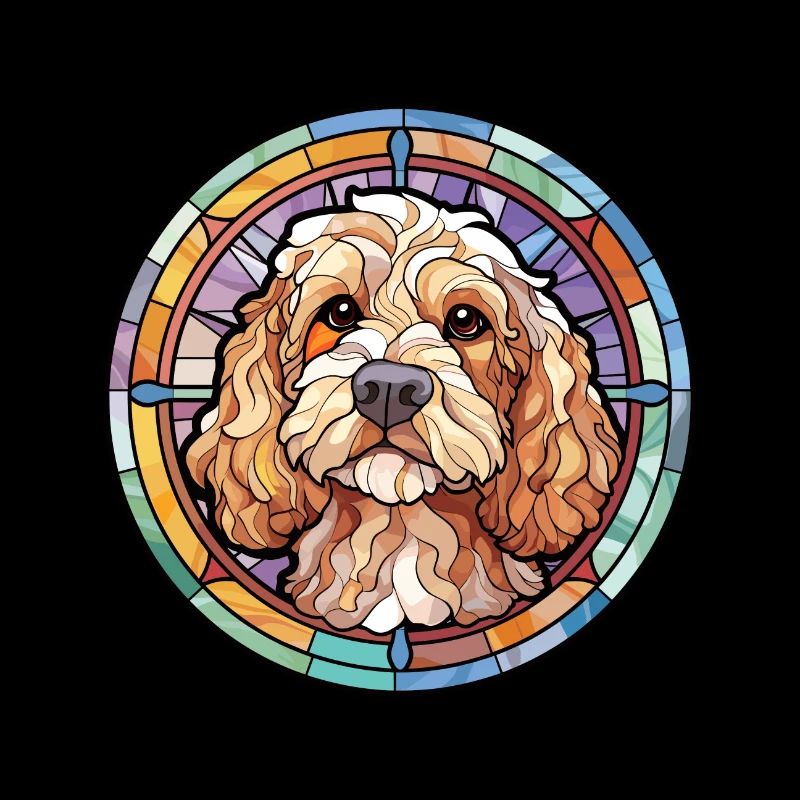 Cockapoo chien race vitrail coloré Watercol