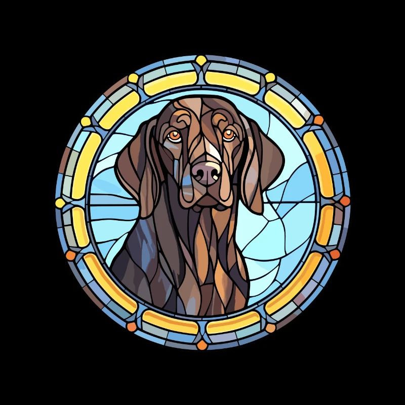 Frison pointage chien race vitrail coloré