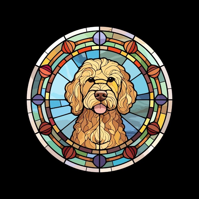 Goldendoodle Hunderasse Buntes Glas