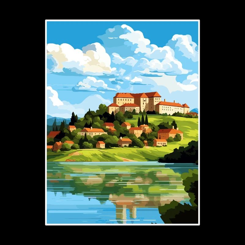 Château de Ptuj Slovénie Lac Bled Affiche de voyage