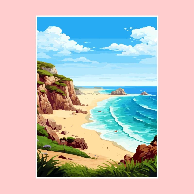 Porthcurno Beach Cornwall Vintage Reiseposter