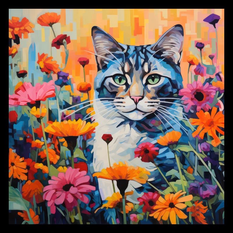 Katze, katzenmotiv, blumen, geschenk, geschenkidee